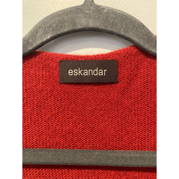 Eskandar Red Extrafine Wool Cashmere Tabard Cardigan Wrap Shawl Sweater OS - Picture 4 of 8